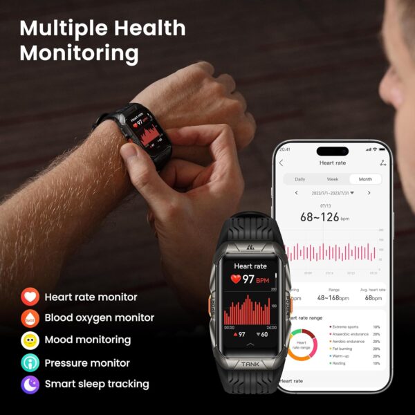 GPS Smart Watch for Men Women, 3D Curved Glass, Full Stainless Steel Body, 6 Satellite Positioning, Compass, 50M Waterproof, Answer/Make Call, 1.64" AMOLED Screen, Compatible for Android iOS - Image 6
