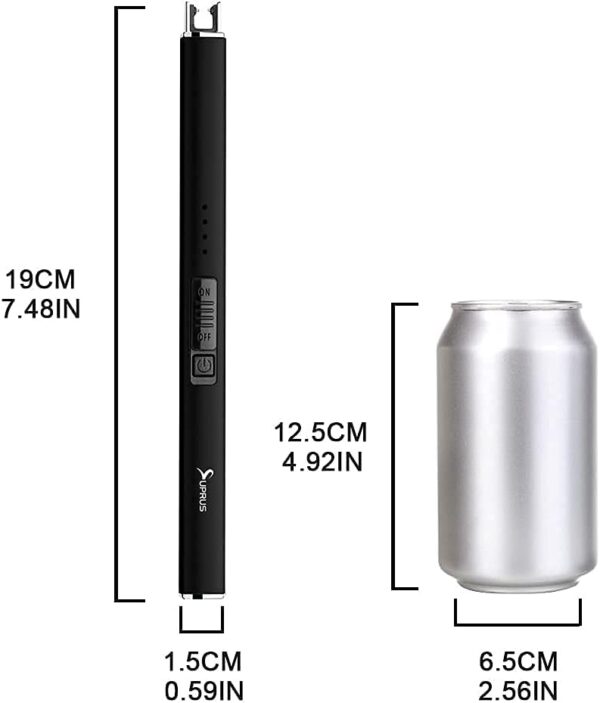 SUPRUS Electric Lighter Arc Windproof Flameless USB Lighter Rechargeable Lighter with Safety Lock for Candle BBQ Camping (Black) - Image 5