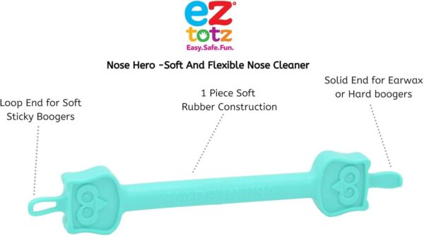 Nose Hero - Baby Nose and Ear Cleaner Tool - Made in USA 100% Soft Flexible Rubber Infant Booger Picker - Essential Baby Care Products - Nasal Boogie Sucker Tool - Safe, BPA Free - Image 7