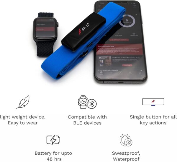 Frontier X2 Smart Heart Rate Monitor Chest Strap, Wireless Heart Health Monitor with Strain, Breathing Rate, and Fitness Tracking with Continuous Heart Rate Monitoring - Image 3