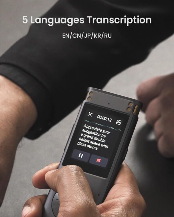 Offline Voice Recorder with Playback, Secure Digital Recorder with AI Transcription, 5-Language Voice-to-Text, Noise Reduction, AI Voice Recorder for Meetings, Interviews, Learning - Image 6