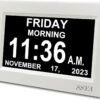 SSYA Digital Calendar Alarm Clock - Dementia Clocks for Vision Impaired, Elderly, Memory Loss Clock with Non-Abbreviated Clock with Date and Day (7 inch)