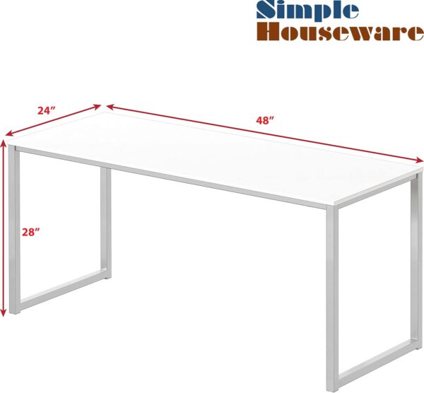 SHW Mission 48-Inch Home Office Computer Desk, White - Image 3