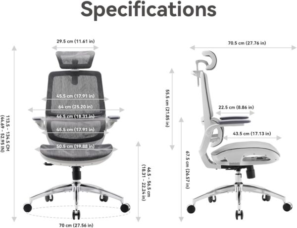 SIHOO M59AS Ergonomic Office Chair, Desk Chair with 3D Flip-up Armrests, Computer Chair with Dual Back Design and Adaptive Dynamic Lumbar Support - Image 2