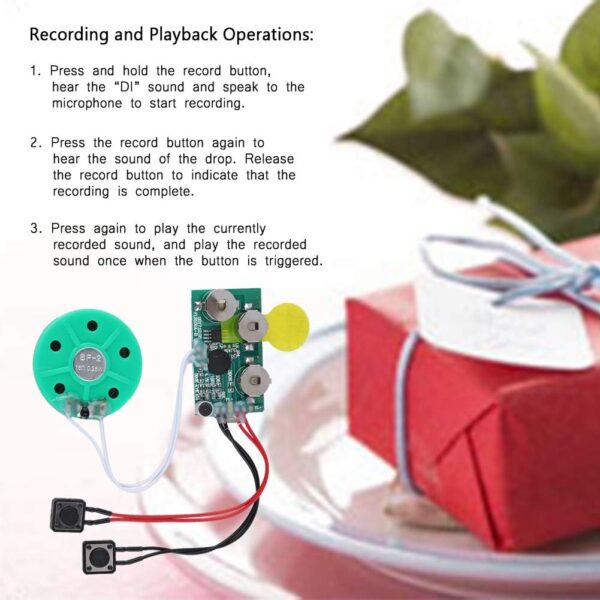 fosa 4 Minutes DIY Greeting Card Chip Music Sound Voice Recording Module Device Chip Recordable Sound Chip for Christmas Cards, Holiday Creative Gift Boxes, Jewelry Boxes, Crafts, Children's Toys - Image 3
