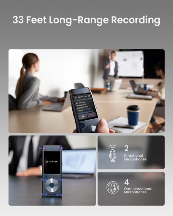 Offline Voice Recorder with Playback, Secure Digital Recorder with AI Transcription, 5-Language Voice-to-Text, Noise Reduction, AI Voice Recorder for Meetings, Interviews, Learning - Image 5
