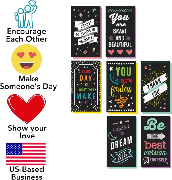 Iconikal Inspirational, Motivational, Gratitude, Appreciation, Kindness & Encouragement Sayings Mini Quote Cards, Blank Back, 200-Count - Image 3