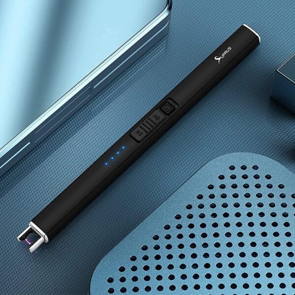 SUPRUS Electric Lighter Arc Windproof Flameless USB Lighter Rechargeable Lighter with Safety Lock for Candle BBQ Camping (Black) - Image 2