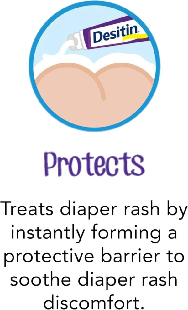 Desitin Maximum Strength Baby Diaper Rash Cream, 40% Zinc Oxide for Treatment, Relief & Prevention, Hypoallergenic, Phthalate- & Paraben-Free Paste, Protects Skin for 12 Hours, 4.8 oz - Image 5