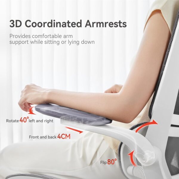 SIHOO M59AS Ergonomic Office Chair, Desk Chair with 3D Flip-up Armrests, Computer Chair with Dual Back Design and Adaptive Dynamic Lumbar Support - Image 6