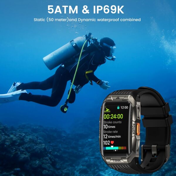GPS Smart Watch for Men Women, 3D Curved Glass, Full Stainless Steel Body, 6 Satellite Positioning, Compass, 50M Waterproof, Answer/Make Call, 1.64" AMOLED Screen, Compatible for Android iOS - Image 8