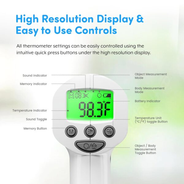 Medical Grade FSA HSA Approved Heavy Duty Touchless Infrared Forehead Thermometer, for Adults & Baby Digital Thermometer Gun, 1s Instant Results - Image 5