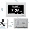 SSYA Digital Calendar Alarm Clock - Dementia Clocks for Vision Impaired, Elderly, Memory Loss Clock with Non-Abbreviated Clock with Date and Day (7 inch) - Image 2
