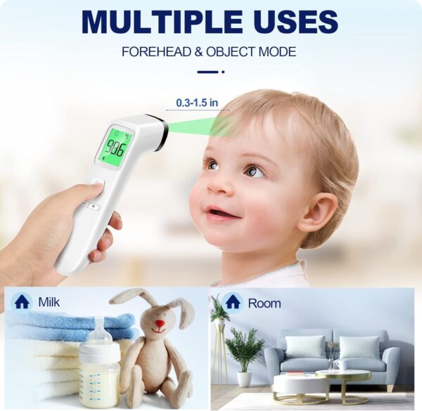 No-Touch Thermometer for Adults and Kids, Accurate Digital Baby Thermometer, FSA HSA Eligible, Fever Alarm & Silent Mode, 2 in 1 Forehead & Object Mode - Image 4