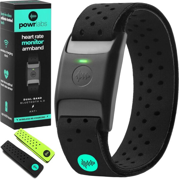 Powr Labs Bluetooth Heart Rate Monitor Armband - ANT Heart Rate Monitor, Armband Heart Rate Monitor For Wrist Bluetooth Wrist Heart Rate Monitor Works with Polar Peloton Wahoo Whoop Strava Garmin Apps