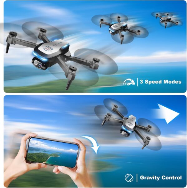 Drone with Camera 1080P FPV Foldable Drone for Beginners, Mini Drone with Altitude Hold, One Key Take Off/Land, Trajectory Flight, 3D Flip, 3 Speeds, Gravity Control,Toys for Boys Girls - Image 5