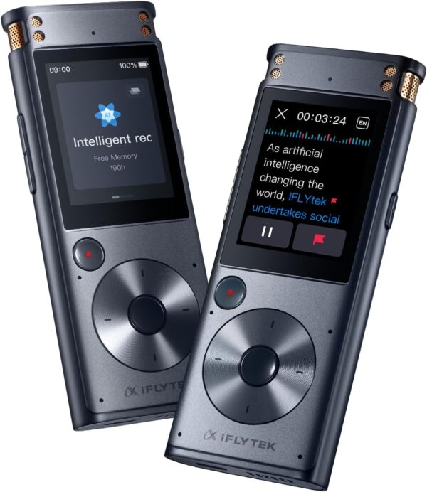Offline Voice Recorder with Playback, Secure Digital Recorder with AI Transcription, 5-Language Voice-to-Text, Noise Reduction, AI Voice Recorder for Meetings, Interviews, Learning