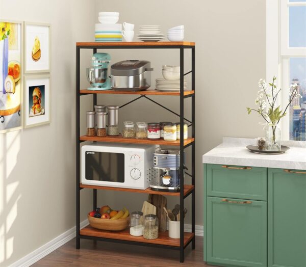 Himimi Industrial Bookshelf 5-Tier, Bookcase 58" H Ladder Shelf, Storage Shelves Rack Shelf Unit, Accent Furniture Metal Frame, Home Office Furniture for Bathroom, Living Room, Vintage Brown - Image 7