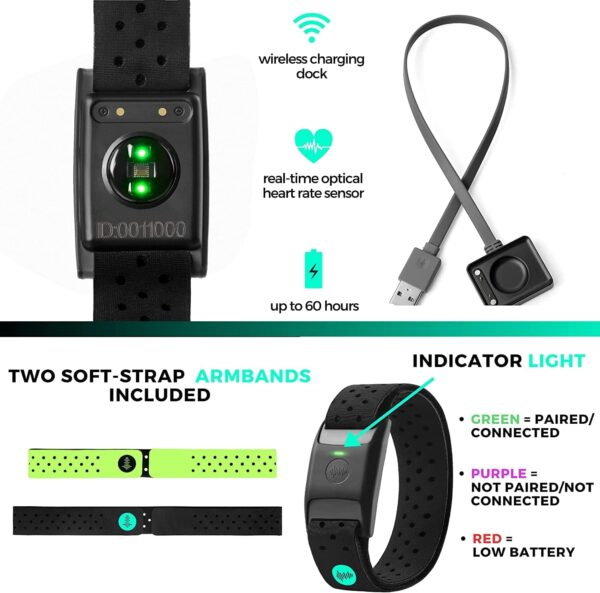 Powr Labs Bluetooth Heart Rate Monitor Armband - ANT Heart Rate Monitor, Armband Heart Rate Monitor For Wrist Bluetooth Wrist Heart Rate Monitor Works with Polar Peloton Wahoo Whoop Strava Garmin Apps - Image 6