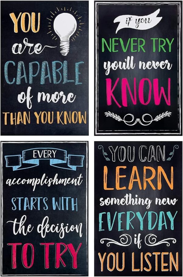 Juvale 20 Pack Motivational Posters with Positive Quotes for School Classrooms, Bulletin Boards, Inspirational Growth Mindset Poster, Chalkboard Style, 13 x 19 in - Image 9