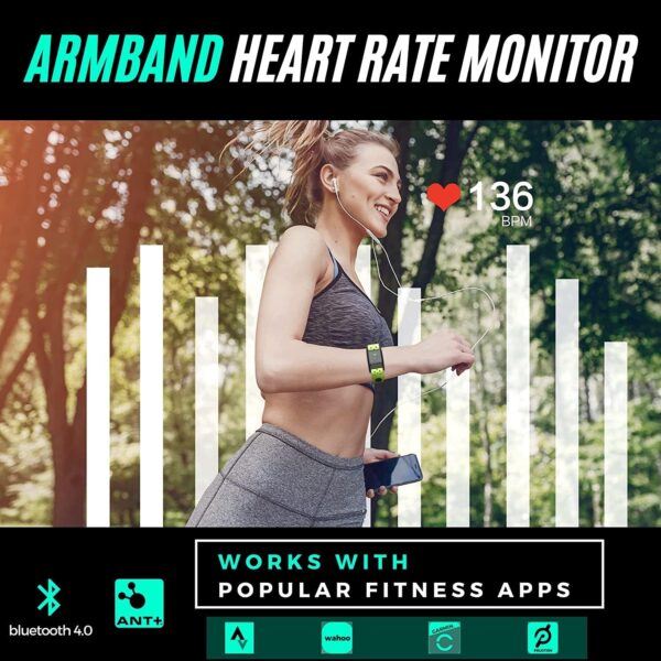 Powr Labs Bluetooth Heart Rate Monitor Armband - ANT Heart Rate Monitor, Armband Heart Rate Monitor For Wrist Bluetooth Wrist Heart Rate Monitor Works with Polar Peloton Wahoo Whoop Strava Garmin Apps - Image 2