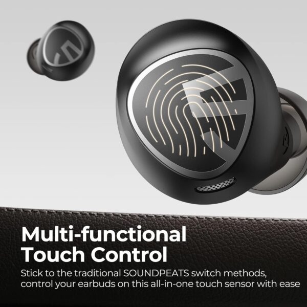 SoundPEATS Free2 Classic Wireless in Ear Earbuds, 30Hrs Playtime Headphones, Bluetooth V5.1 Earphones, Built in Mic for Clear Calls, Touch Control, Single/Twin Mode, Stereo Sound - Image 6