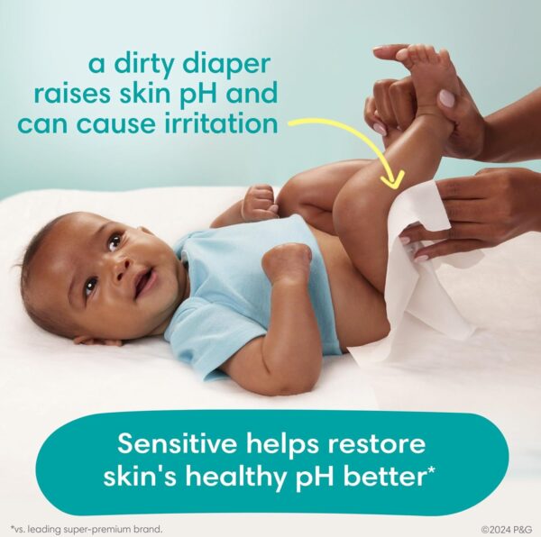 Pampers Sensitive Baby Wipes, Water Based, Hypoallergenic and Unscented, 8 Flip-Top Packs, 4 Refill Packs (1008 Wipes Total) - Image 3