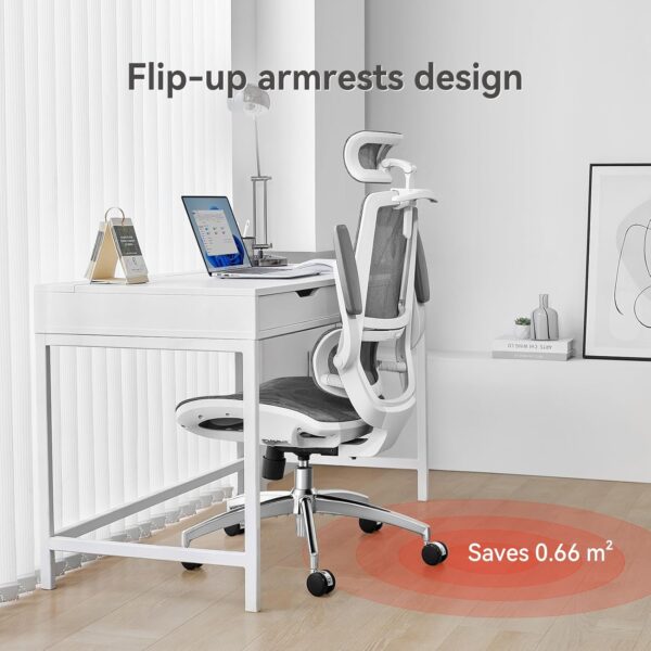 SIHOO M59AS Ergonomic Office Chair, Desk Chair with 3D Flip-up Armrests, Computer Chair with Dual Back Design and Adaptive Dynamic Lumbar Support - Image 8
