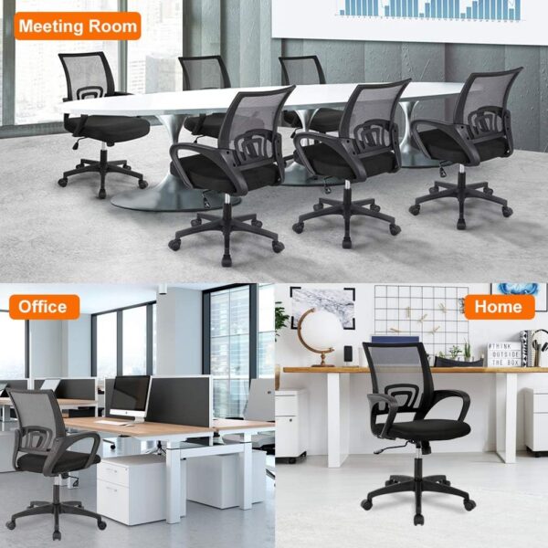 Home Office Chair Ergonomic Desk Chair Mesh Computer Chair with Lumbar Support Armrest Executive Rolling Swivel Adjustable Mid Back Task Chair for Women Adults, Black - Image 7