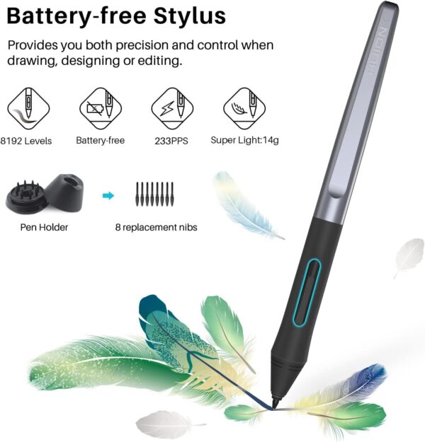HUION Inspiroy H1060P Graphics Drawing Tablet with 8192 Pressure Sensitivity Battery-Free Stylus and 12 Customized Hot Keys, 10 x 6.25 inches Digital Art Tablet for Mac, Windows PC and Android - Image 2