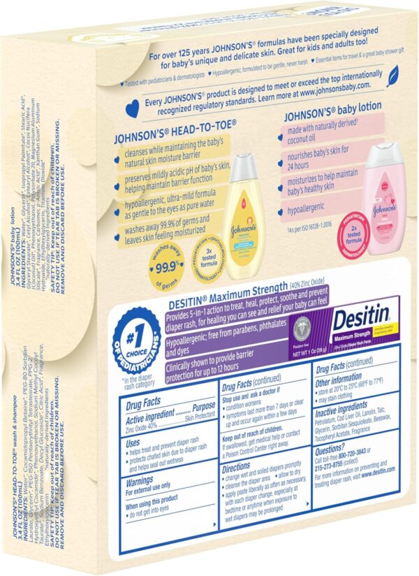 Johnson's Baby Care Essentials Gift Set, Body Lotion, & Zinc Oxide Diaper Rash Paste for Baby's Delicate Skin, Value Pack, Travel-Size, Bath Essentials Must Haves, Baby Gifts, 3 Items - Image 7
