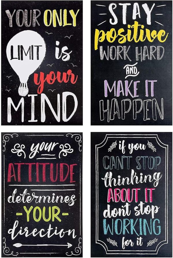 Juvale 20 Pack Motivational Posters with Positive Quotes for School Classrooms, Bulletin Boards, Inspirational Growth Mindset Poster, Chalkboard Style, 13 x 19 in - Image 4