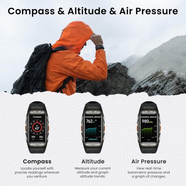 GPS Smart Watch for Men Women, 3D Curved Glass, Full Stainless Steel Body, 6 Satellite Positioning, Compass, 50M Waterproof, Answer/Make Call, 1.64" AMOLED Screen, Compatible for Android iOS - Image 7