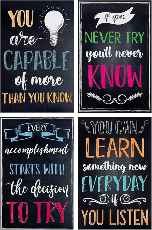 Juvale 20 Pack Motivational Posters with Positive Quotes for School Classrooms, Bulletin Boards, Inspirational Growth Mindset Poster, Chalkboard Style, 13 x 19 in - Image 8
