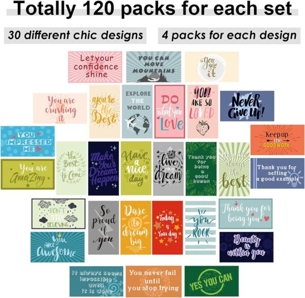 Outus 120 Pcs Motivational Encouragement Quote Cards Inspirational Kindness Appreciation Gratitude Business Cards Encouragement Mini Note Cards, 30 Styles, 3.5 x 2 Inch(Bright Style) - Image 2