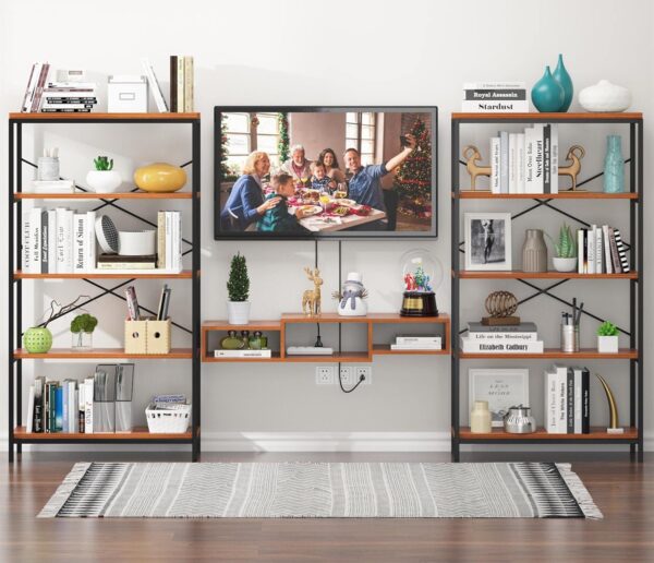 Himimi Industrial Bookshelf 5-Tier, Bookcase 58" H Ladder Shelf, Storage Shelves Rack Shelf Unit, Accent Furniture Metal Frame, Home Office Furniture for Bathroom, Living Room, Vintage Brown - Image 5