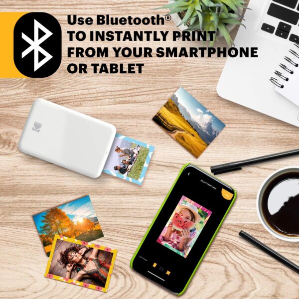 KODAK Step Instant Smartphone Photo Printer - Portable Mini Color Wireless Mobile Printer - Zink 2x3” Sticky-Back Photos - Bluetooth Compatible with iOS & Android Devices - Fun Editing App - White - Image 2