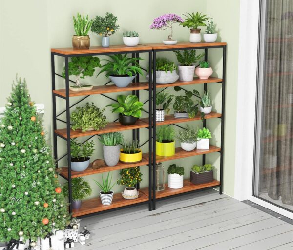 Himimi Industrial Bookshelf 5-Tier, Bookcase 58" H Ladder Shelf, Storage Shelves Rack Shelf Unit, Accent Furniture Metal Frame, Home Office Furniture for Bathroom, Living Room, Vintage Brown - Image 6