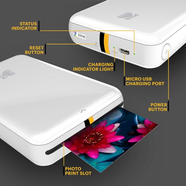 KODAK Step Instant Smartphone Photo Printer - Portable Mini Color Wireless Mobile Printer - Zink 2x3” Sticky-Back Photos - Bluetooth Compatible with iOS & Android Devices - Fun Editing App - White - Image 6