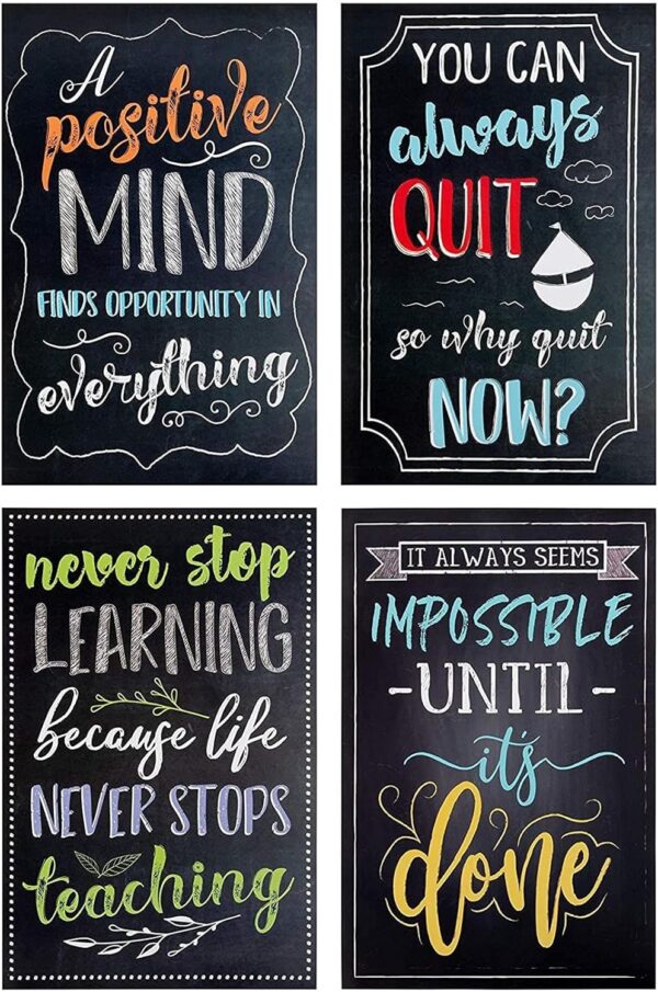 Juvale 20 Pack Motivational Posters with Positive Quotes for School Classrooms, Bulletin Boards, Inspirational Growth Mindset Poster, Chalkboard Style, 13 x 19 in - Image 5