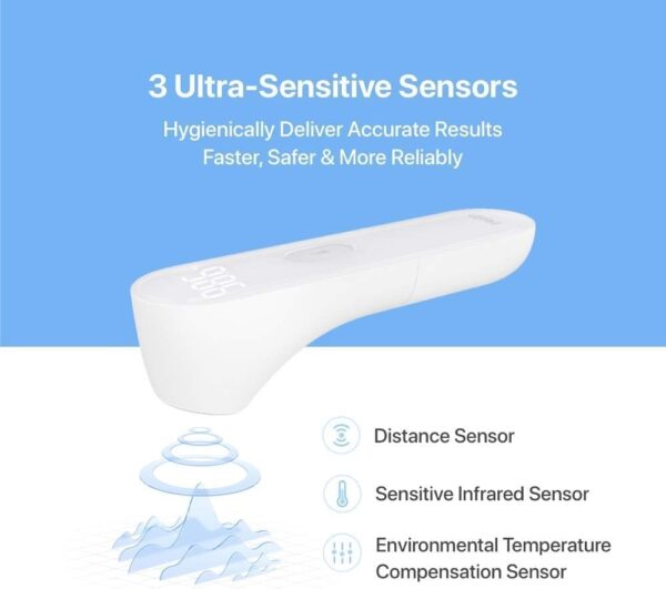 iHealth No-Touch Forehead Thermometer for Adults, Kids, Babies - FSA HSA Eligible, 3 Ultra-Sensitive Sensors, Quiet Vibration Feedback, Digital Large LED Digits, Easy to Use for Home & Nurses, PT3 - Image 3