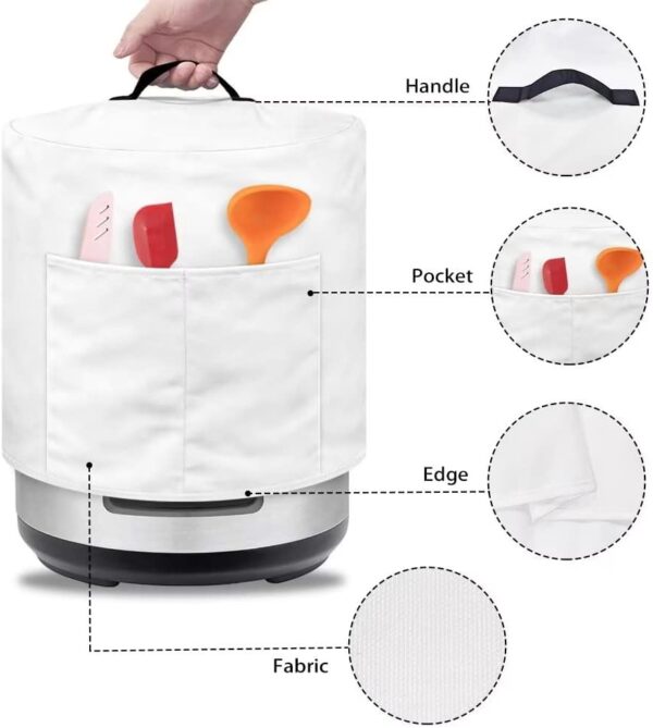 Sunflower Rooster Kitchen Pressure Cooker Protector, Dust Cover for Small Appliances with Handles & Pockets, Lightweight Air Fryer Cover, Kitchen Small Appliance Accessories - Image 6