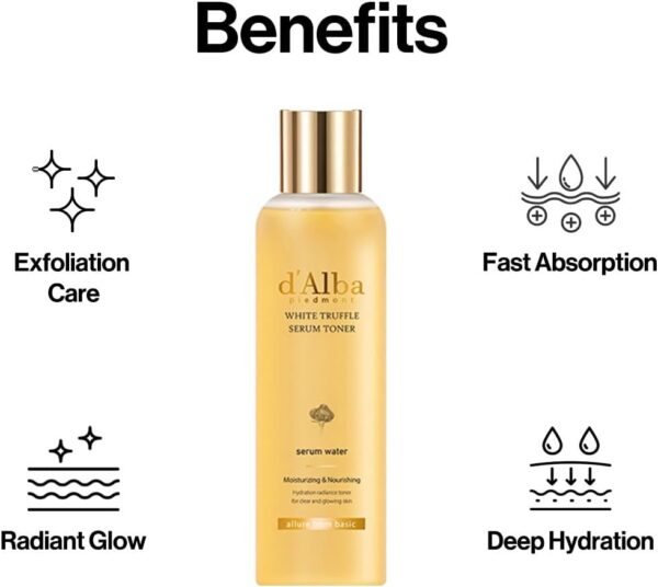 d'alba Piedmont White Truffle Moisturizing Serum Toner, Glass Skin with Double Vitamin Skincare, Face Moisturizer, (6.08fl. oz) - Image 5