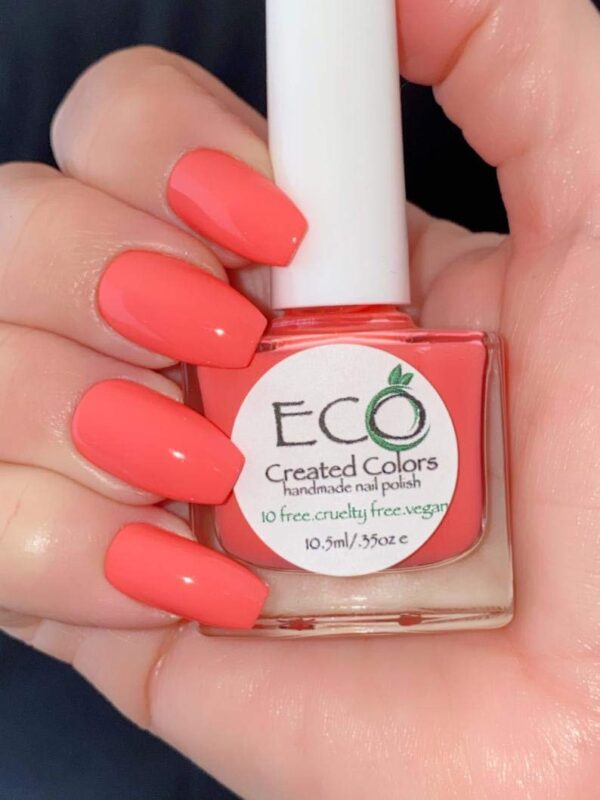 Peach-Nik Orange Pink Nail Polish Cruelty Free Vegan Polish by Eco Created Colors - Image 2