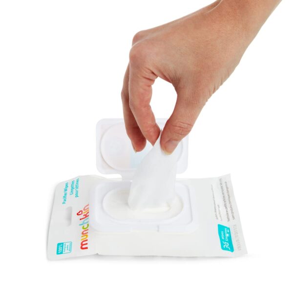 Munchkin Arm & Hammer Pacifier Wipes - Safely Cleans Breast Pump Parts and Feeding Essentials for Baby and Toddler, 1 Pack, 36 Wipes - Image 2