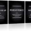 Motivational Never Give Up Canvas Wall Art, Inspiration Work Hard Persistence Quotes Reminder Decor Positive Affirmation Poster Success Wall Hanging Picture Leadership Gift for Home Office Workplace