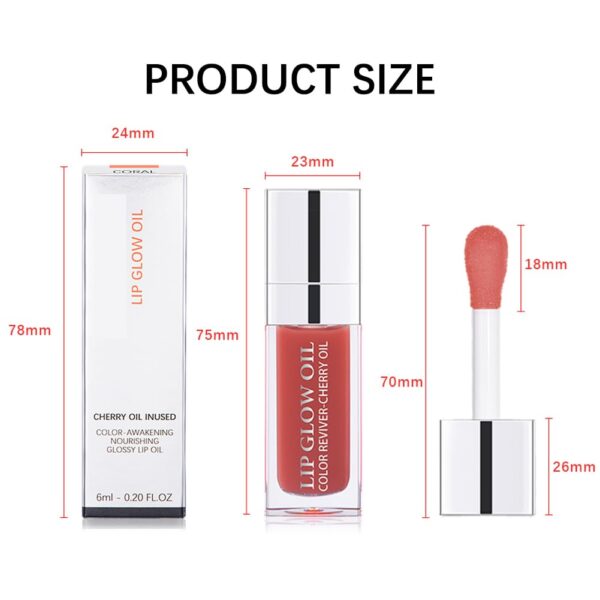 Hydrating Lip Oil - Moisturizing, Plumping Lip Gloss Balm With Cherry Tint - Image 8