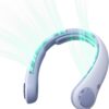 JISULIFE Portable Neck Fan Upgraded, Neckbrace Personal Hands Free, 5 Speed Gears Adjustment, 5000 mAh Wearable Bladeless Quiet Rechargeable for Outdoor Indoor, Gifts for Women Men- Sunny Blue