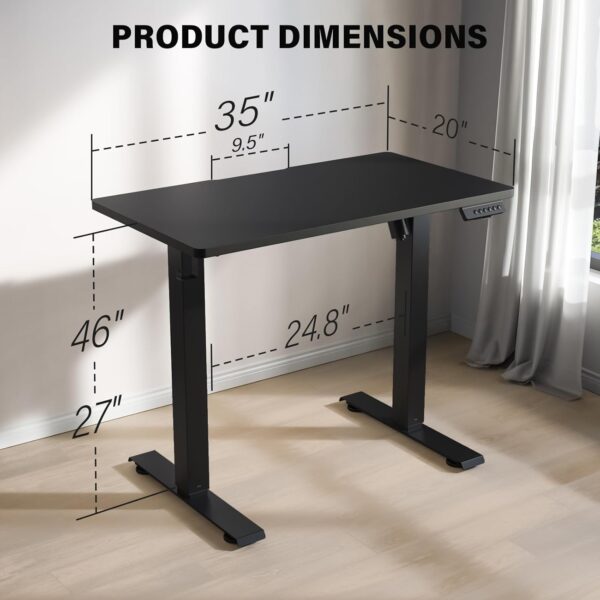 Kingant Standing Desk Height Adjustable Small Electric Stand Up Desks [35 x 20 Inch] - Ergonomic Sit Stand Desk Rising Desks for Home Office Computer Desk Stand Desk Workstation - Image 3
