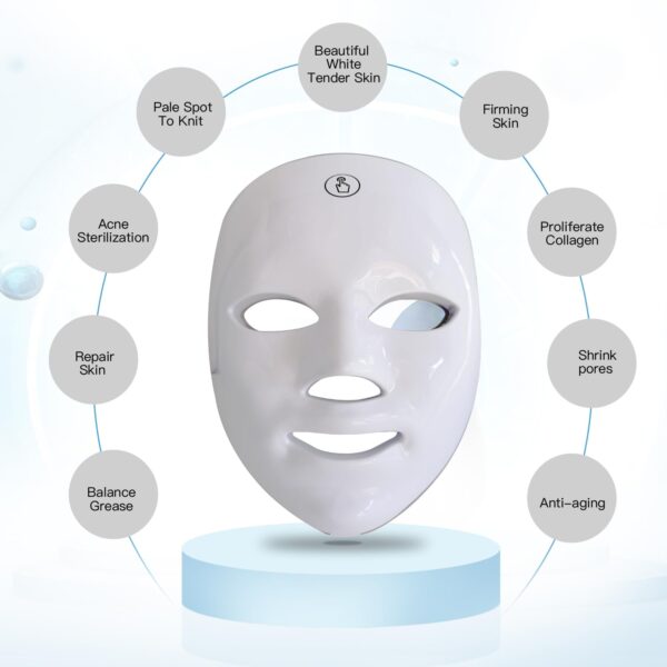 Red Light Therapy Mask for Face, Blue Red LED Light Therapy Device, 7+1 Colors LED Facial Skin Care Mask At Home, USB Rechargeable,Portable - Image 2